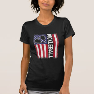 Camiseta Pickleball American Flag Engraçado Pickleball Vi
