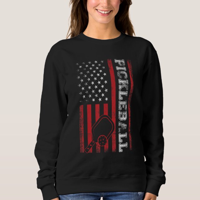 Camiseta Pickleball American US Flag Patriotic Cool Pickleb (Frente)