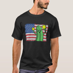 Camiseta Pickleball Americano Flag Pickle Com Pic Paddle