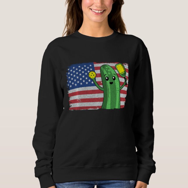 Camiseta Pickleball Americano Flag Pickle Com Pic Paddle (Frente)