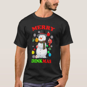 Camiseta Pickleball Christmas Snowman Tree Lights Pickleba