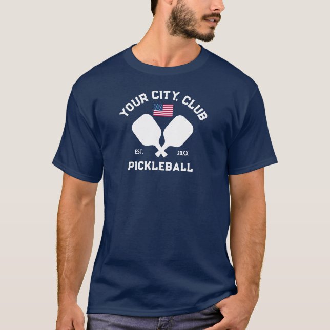 Camiseta Pickleball Club Team Player USA American Flag (Frente)