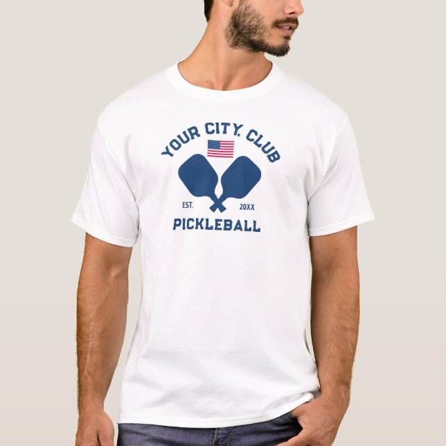 Camiseta Pickleball Club Team Player USA American Flag (Frente)