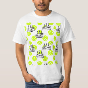 Camiseta Pickleball com Bolo de Aniversário sobre fundo ama