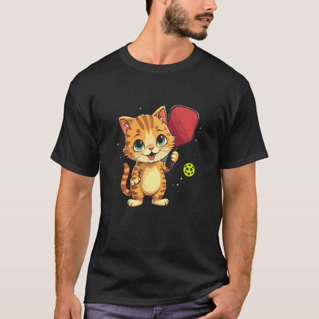 Camiseta Pickleball de Gato Fofo (Frente)