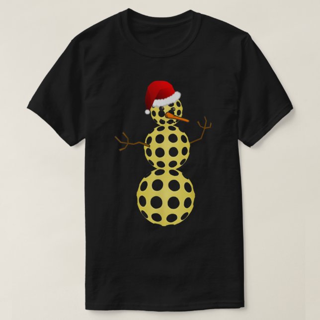 Camiseta Pickleball de Natal Engraçado Pickleball Snowman 5 (Frente do Design)