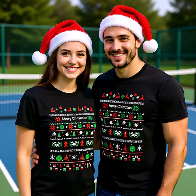 Camiseta 🎅 Pickleball 🎄 estilo Ugly Christmas Sweater (🎅 Pickleball🎄 Ugly Christmas Sweater style)