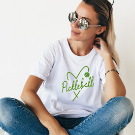 Camiseta Pickleball Heart Green & White Paddle
