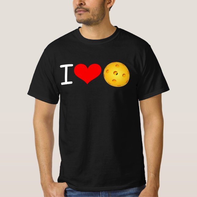 Camiseta Pickleball: I Love Pickleball (Preto) (Frente)