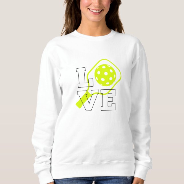 Camiseta Pickleball Love - Neon Paddle e Ball Design (Frente)