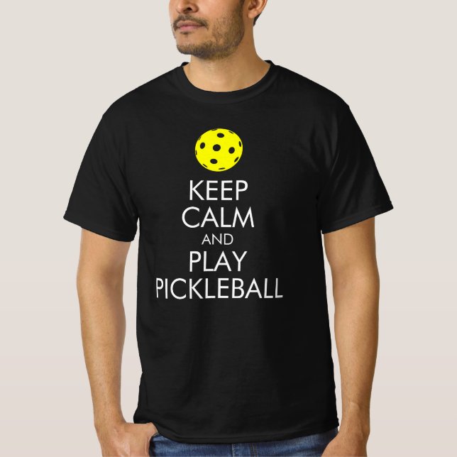 Camiseta Pickleball: Manter Calma e Jogar Pickleba (Frente)