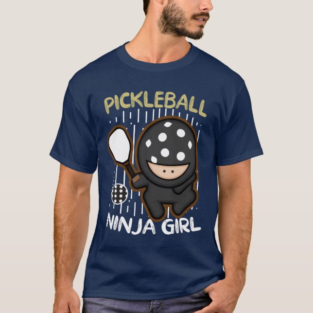 Camiseta pickleball ninja girl funny pickleball sports girl (Frente)
