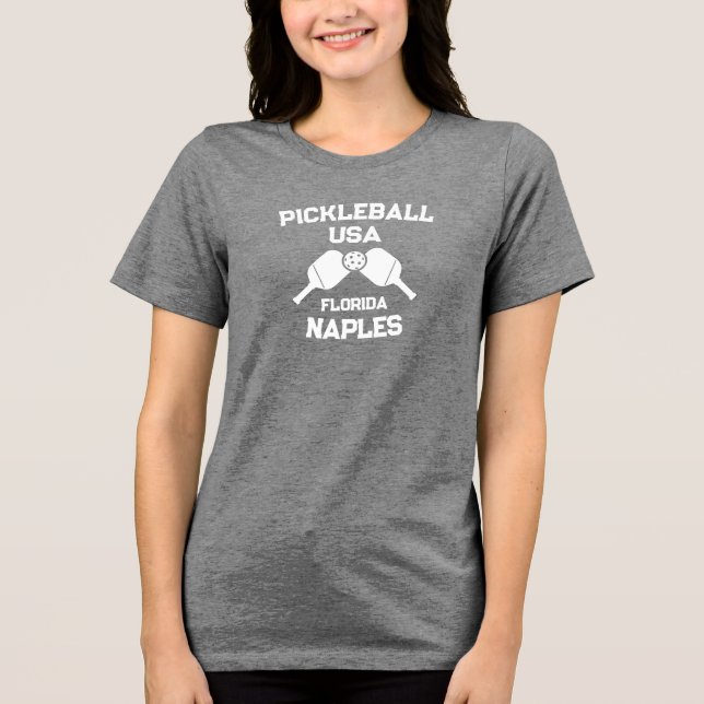 Camiseta Pickleball Paddle Ball Nápoles Flórida EUA Persona (Frente)
