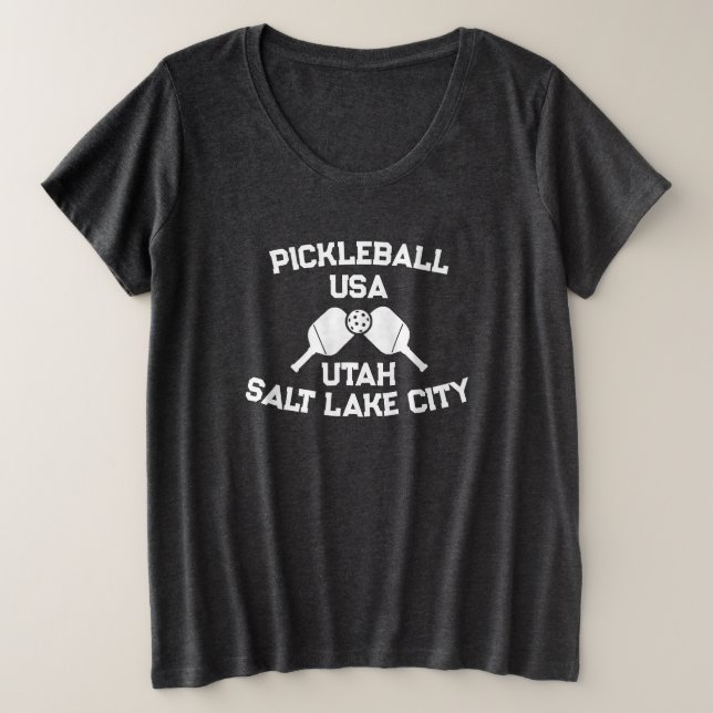 Camiseta Pickleball Paddle Ball Salt Lake City Utah Persona (Frente do Design)