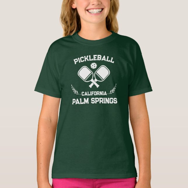 Camiseta Pickleball Paddle Palm Primaveras Califórnia Perso (Frente)