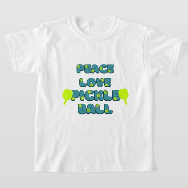 Camiseta Pickleball Peace and Love com texto azul (Postura )