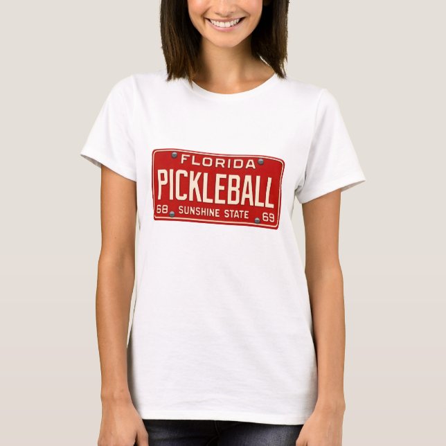 Camiseta Pickleball Player Fan Retro Florida License Plate (Frente)