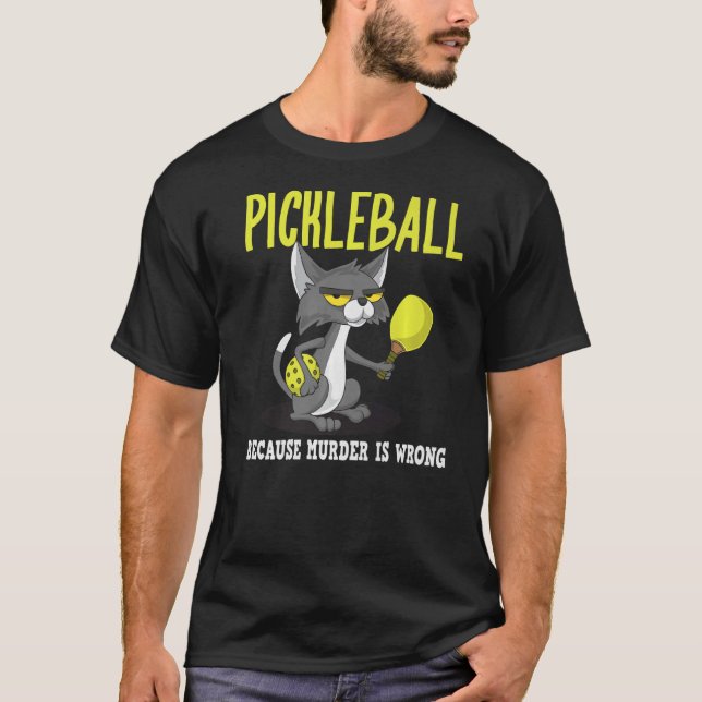Camiseta Pickleball porque o assassinato é um gato maluco d (Frente)
