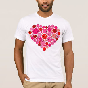 Camiseta Pickleball Preenchido Coração Rosa e Amor Vermelho