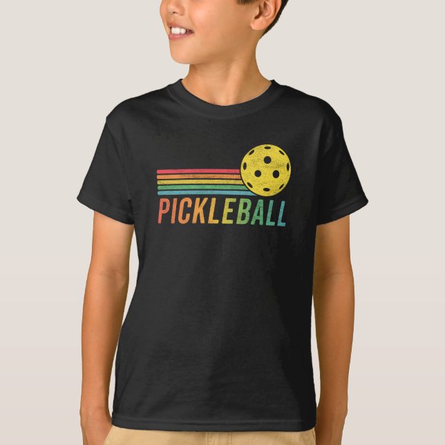 Camiseta Pickleball Retro Sunset Game Pickleball Fan (Frente)