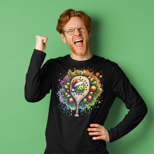 Camiseta Pickleball Santa Hat Pine Holly Sai