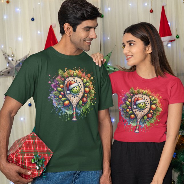 Camiseta Pickleball Santa Hat Pine Holly Sai (Criador carregado)
