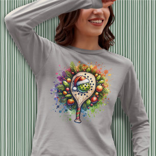 Camiseta Pickleball Santa Hat Pine Holly Sai