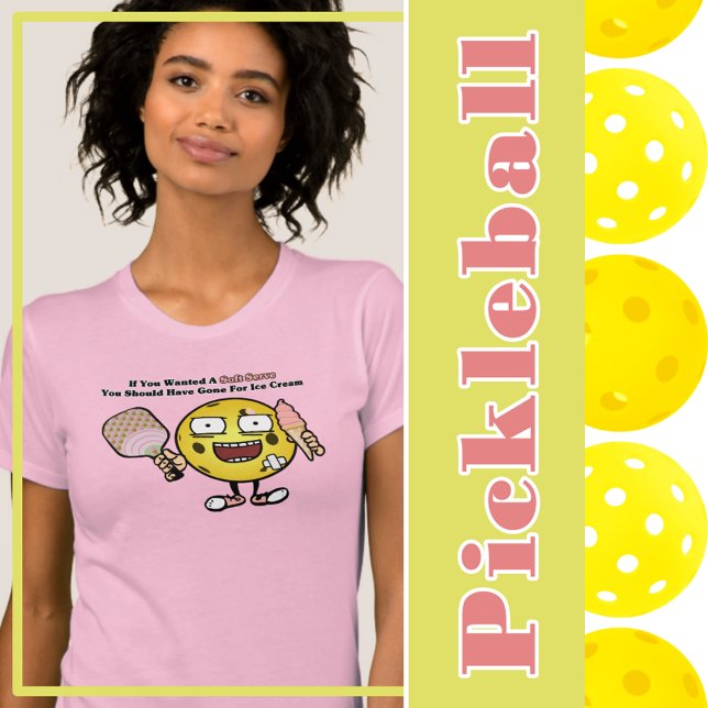 Camiseta Pickleball Se Você Quiser Servir Molho Vá Para O S (pickleball soft serve yellow pickleball with strawberry ice creram)