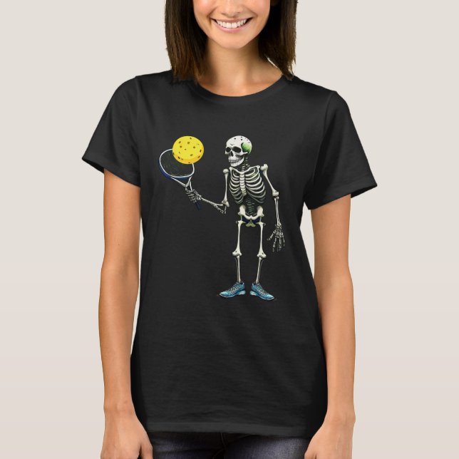 Camiseta Pickleball Skeleton Tee Halloween Costume Pickleba (Frente)
