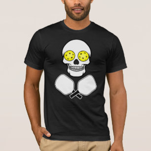 Camiseta Pickleball Skull e Paddles Cruzados, Bolas Amarela