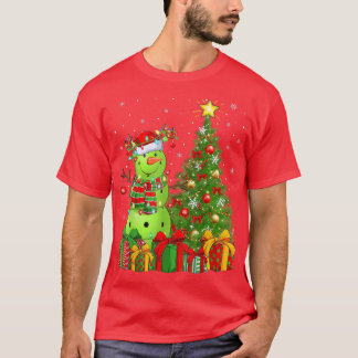 Camiseta Pickleball Snowman Xmas Papais noeis de Árvore Pic