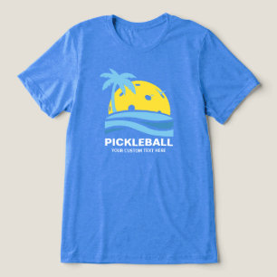 Camiseta Pickleball Tropical Palm Tree Sun Seu Texto Person