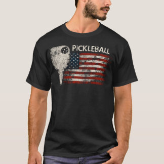 Camiseta Pickleball USA Flag - Esportes Engraçados
