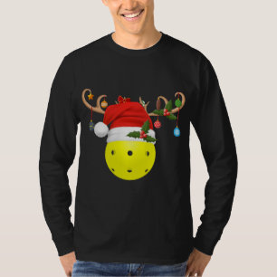 Camiseta Pickleball Xmas Gift Reindeer Santa Hat