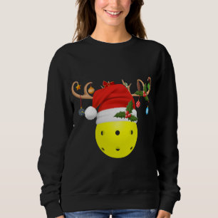 Camiseta Pickleball Xmas Gift Reindeer Santa Hat