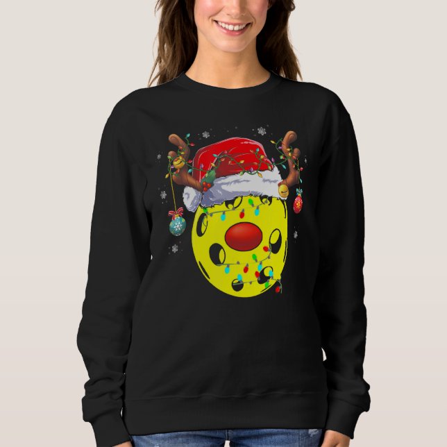Camiseta Pickleball Xmas Reindeer Santa Hat Pickleball Chri (Frente)
