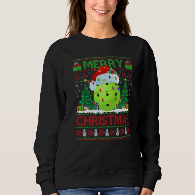 Camiseta Pickleball  Xmas Tree Ugly Santa Pickleball Christ (Frente)