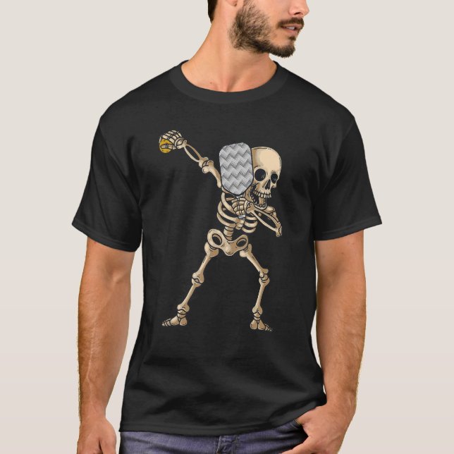 Camiseta Picleball de Halloween - Picada de Skeleton (Frente)