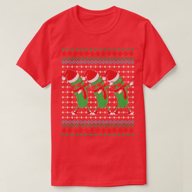 Camiseta Picles Dabbing with Santa Hat - Natal Vegan (Frente do Design)