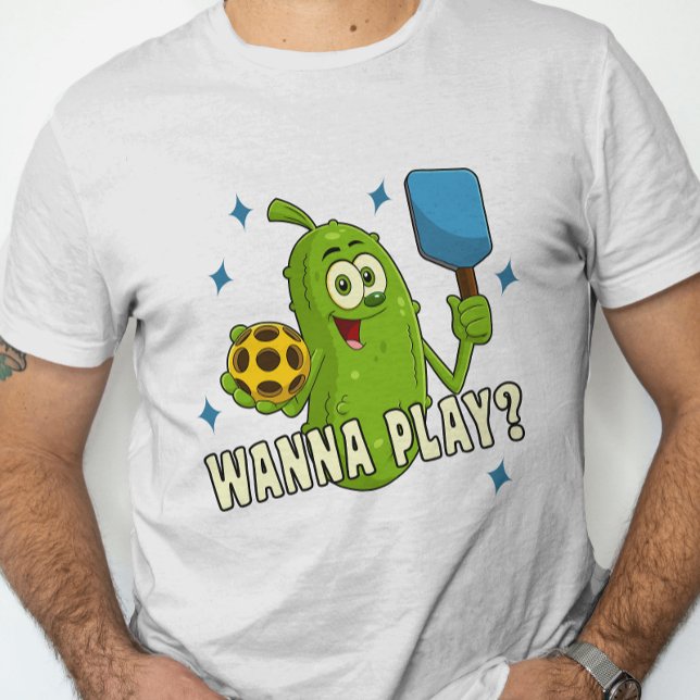 Camiseta Picles de Cartoon Bonito Quer Jogar Pickleball (Criador carregado)