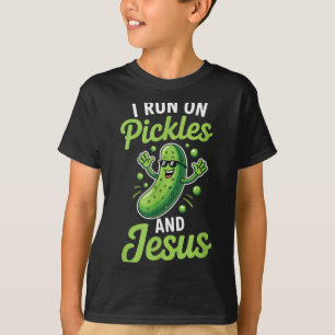 Camiseta Picles Engraçados Pepino Eu Corro Em Picles E Jesu