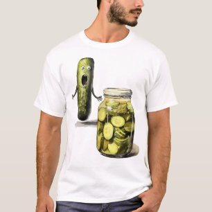 Camiseta Picles Engraçados Surpreendem Um Pepino E Um Jar D