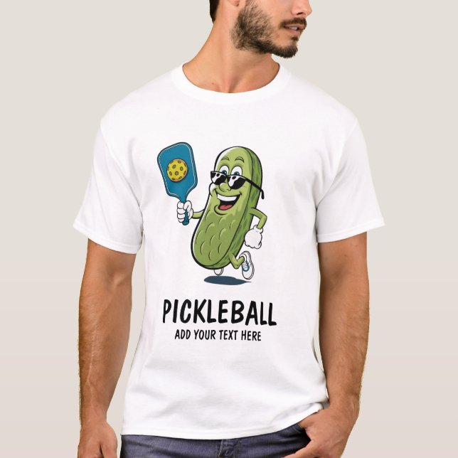 Camiseta Picles Personalizados Jogando Pickleball Engraçado (Frente)