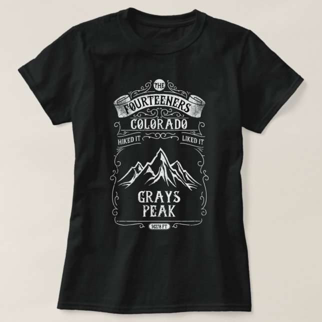 Camiseta Pico Colorado-Fourteeners-Hiking-Grays (Frente do Design)