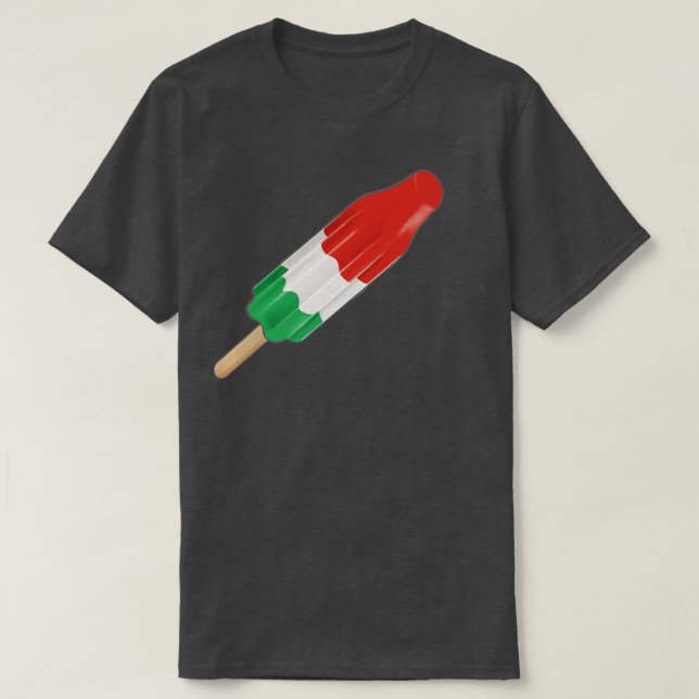 Camiseta Picolé branco verde e rochoso vermelho (Frente do Design)
