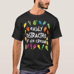 Camiseta Picolé de Cone de Sorvete Facilmente Distraído Pel