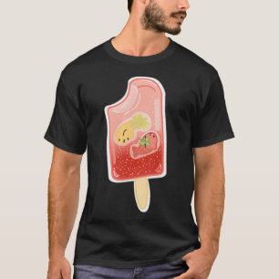 Camiseta Picolé de peixe de fruta morango abacaxi