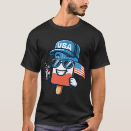 Camiseta Picolé Divertido 4 De Julho Bandeira Americana Pat