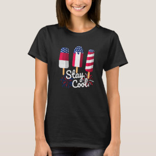 Camiseta Picolé Patriótico Bandeira da América 4 de Julho F