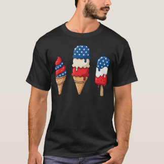 Camiseta Picolés Patrióticos Sorvete Bandeira Dos EUA 4 De